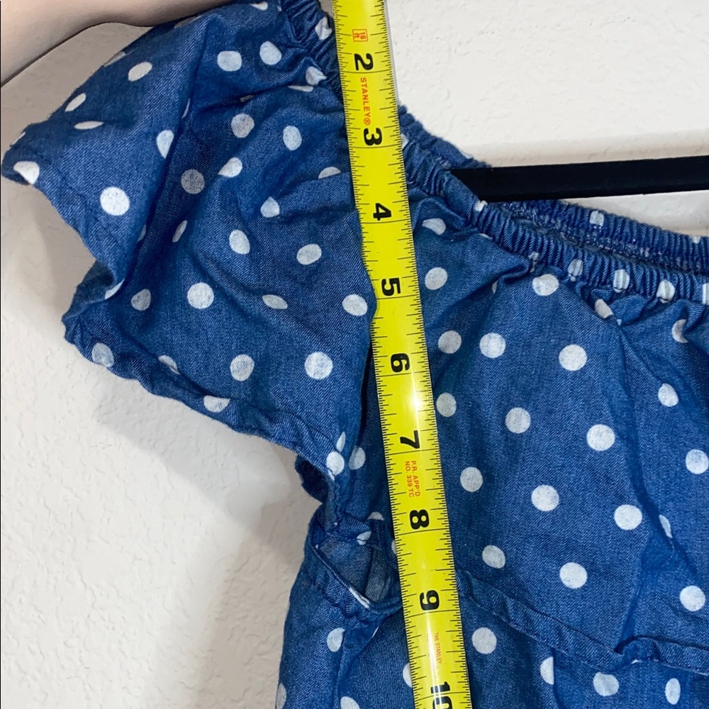 đOcean blue off the shoulder cropped polka dot top! - Picture 4 of 6